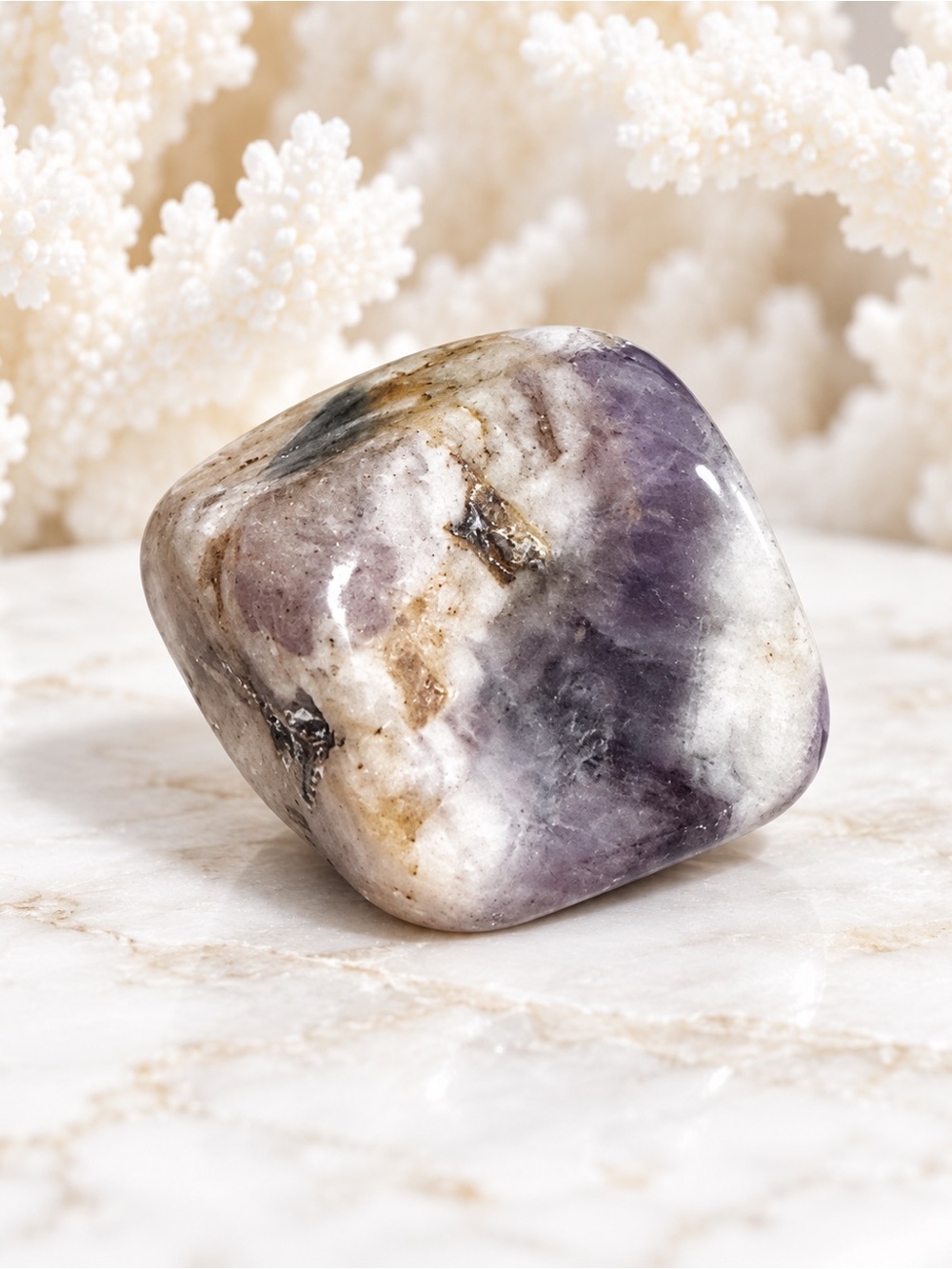 Polished Amethyst-Patterned Decorative Stone - Home Accents